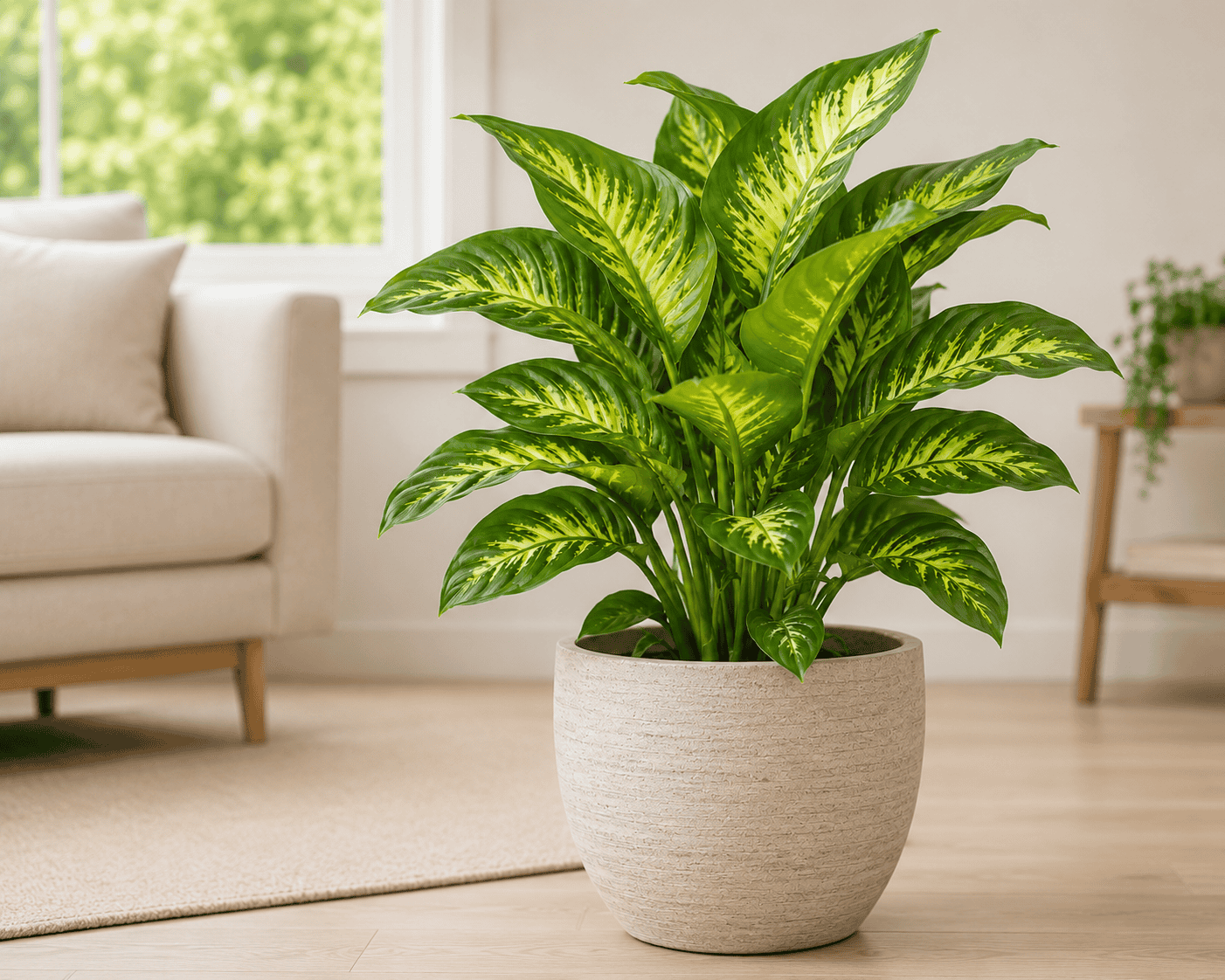 Plante d'intérieur verte dans un pot moderne à la maison.